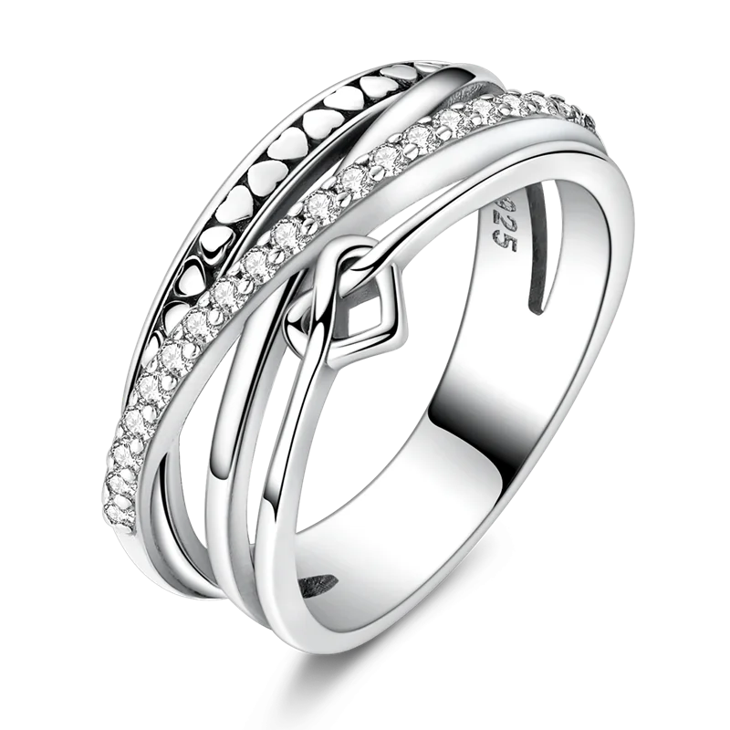 Women's 925 Sterling Silver Wedding Ring, Elegant Design