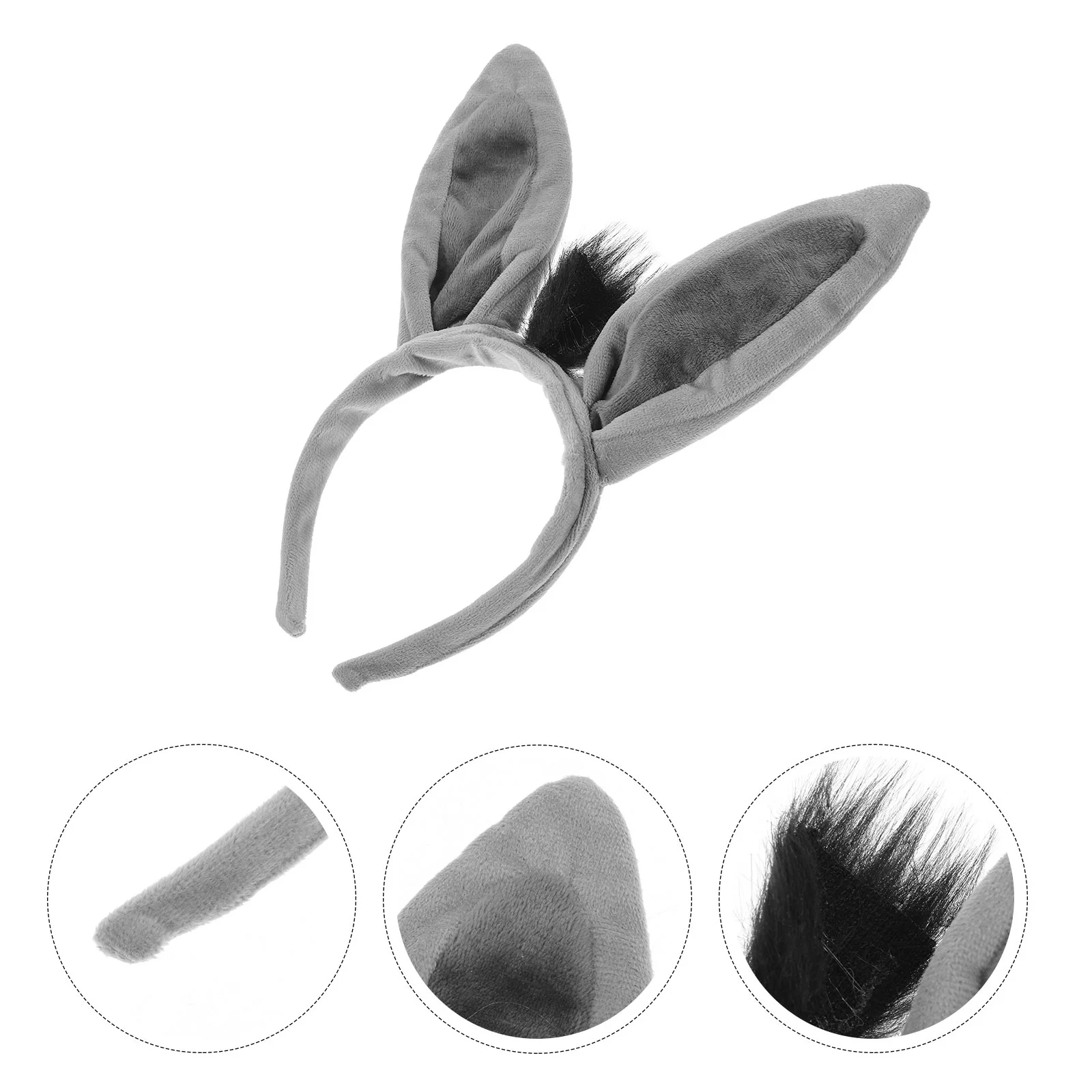 

Donkey Headband Ears Hairband for Dress up Halloween Animal Flapper Headpiece Party Cosplay Plastic Woman