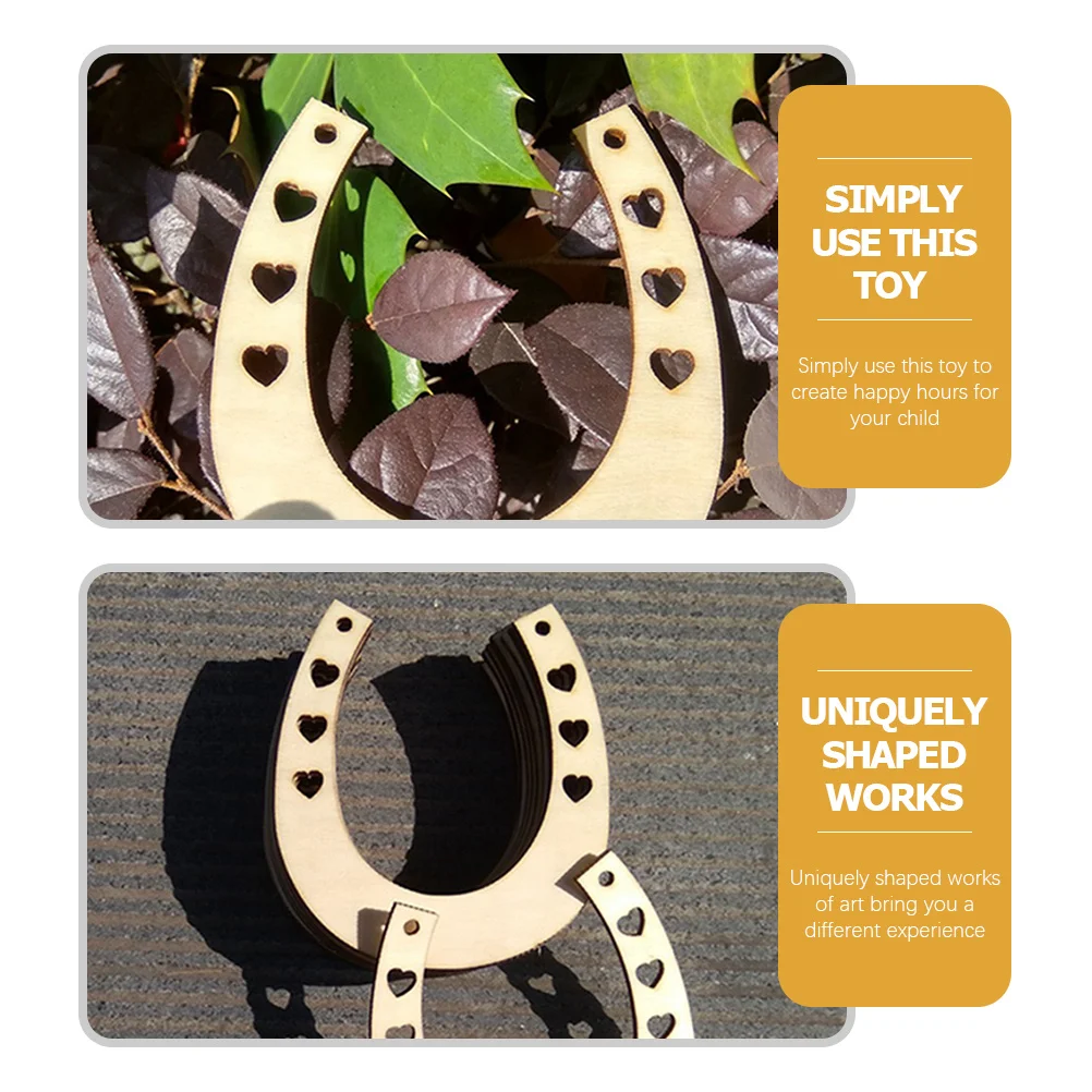 

COHEALI 12pcs Wooden Heart Horseshoe Slices Unfinished Craft Decor for Handmade Graffiti Art Projects