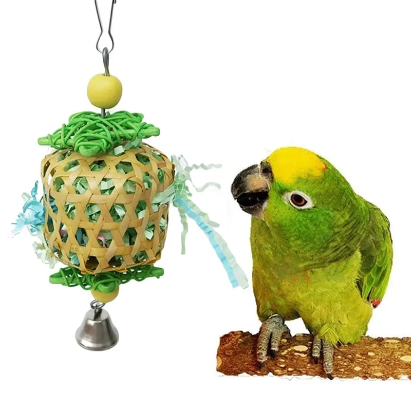 Pet Bird Chewing Toy Cotton Rope Parrot Toy Bite Resistant Bird Tearing Cockatiels Training Hang Swings Bird Cage Supplies NEW