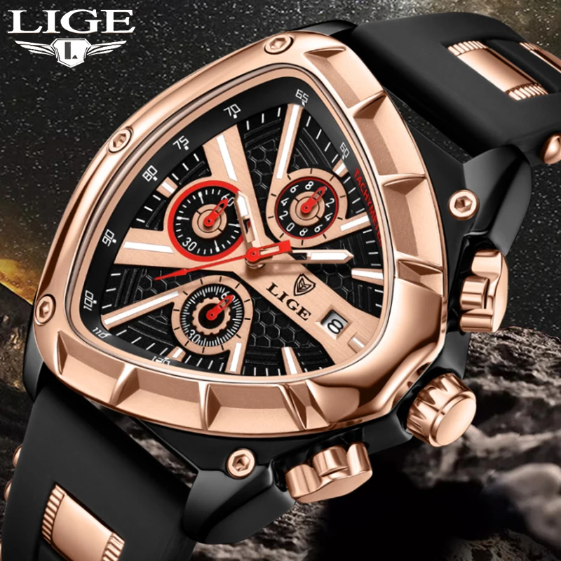 Lige Merk Horloge Heren Siliconen Sporthorloges Heren Leger Militaire Quartz Polshorloge Chronograaf Mannelijke Klok Relogio Masculino + Doos