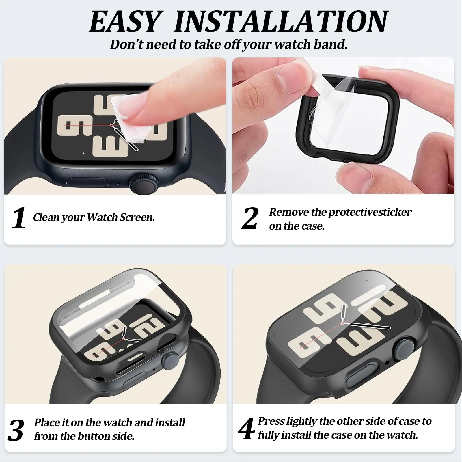 Glass+Case for Apple Watch Case 40mm 41mm 44mm 45mm 42mm 38mm  Accessories Screen Protector Cover iwatch Series 3/4/5/6/7/8/9/SE image 5
