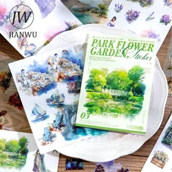 JIANWU Garden and Flower Field Series Vintage Flower Character Material Collage Sticker Book Creative Journal Stationery