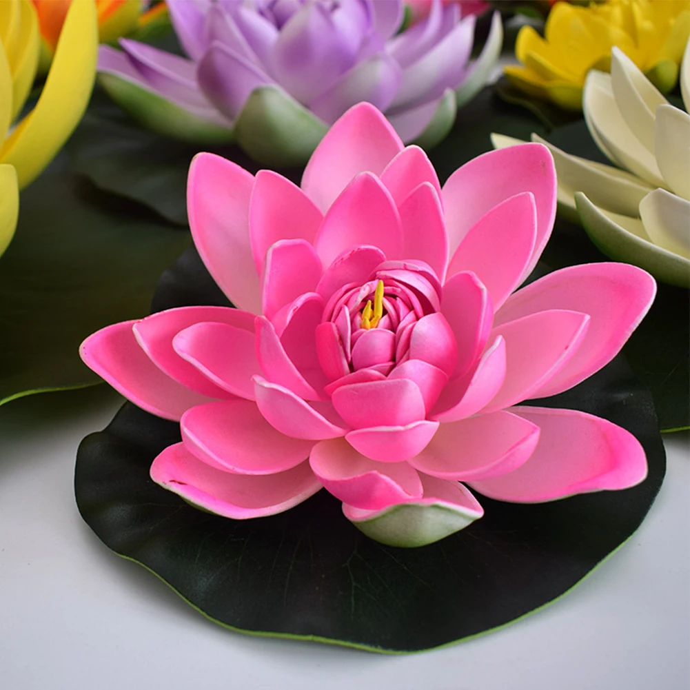 

10PCS/Set Colorful Artificial Fake Floating Water Lily Flower Lotus Leaf Pond Plants Garden Pool Floating Artificial Plants