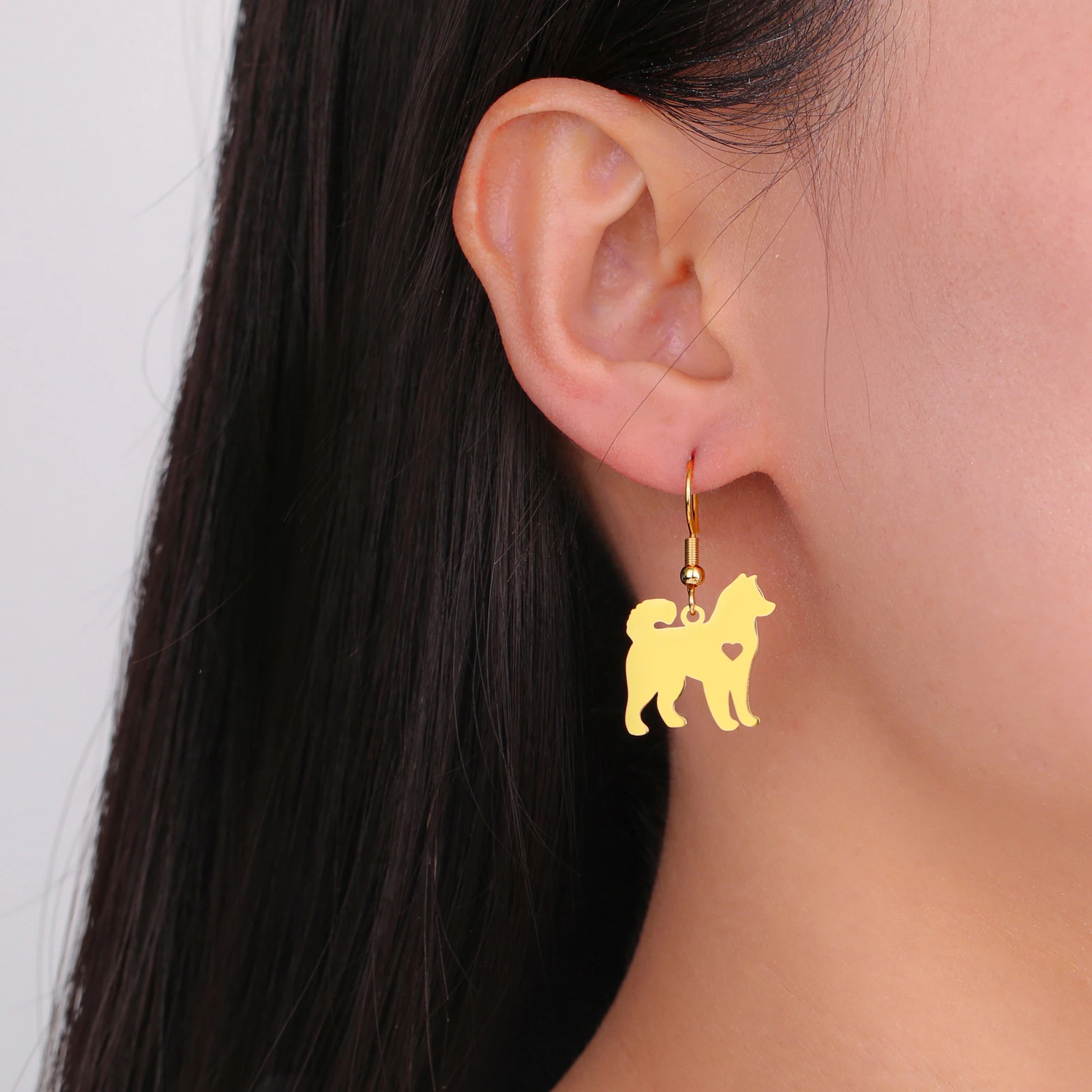 Kkjoy Samoye Haustier-Hund-Anhänger-Ohrringe für Frauen und Mädchen, Edelstahl, Gedenkschmuck, Liebhaber-Geschenke – Detail 1