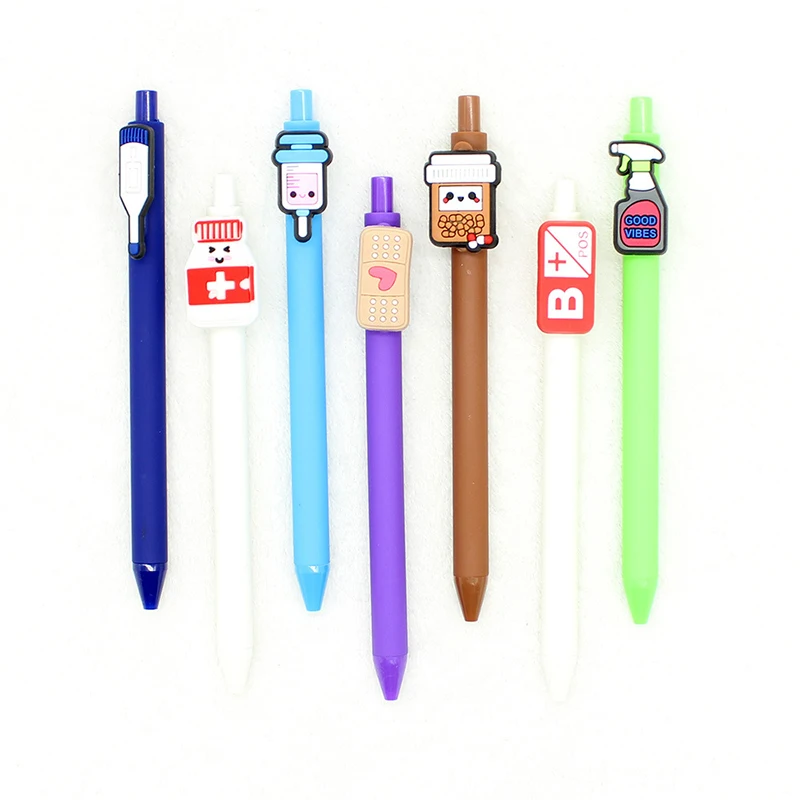 2Pcs Personalized Nurse Pens Funny Cute Nurses Pen Retractable Ballpoint Pen Smooth Writing Pen Cartoon Pressing Neutral Pens