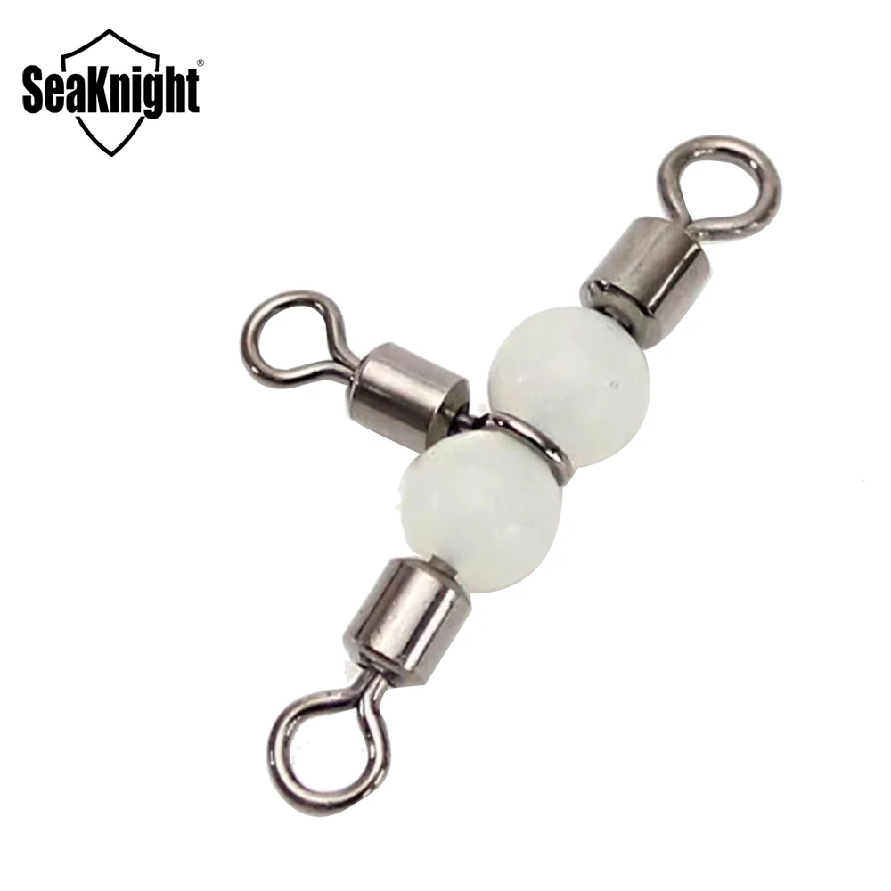 2024 SeaKnight Stainless Steel Fishing Connector 30pc/1bag  Three Heads Fishing Luminous Connecting Ring Group Sea Fishing Snap