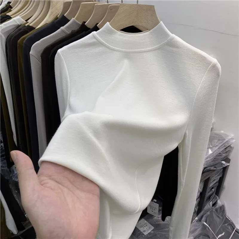 2026 Herbst Winter Basic Hochwertiges Stehkragen-T-Shirt für Damen Elegantes Schlankes Oberteil Damen Rollkragen Langarm-T-Shirts