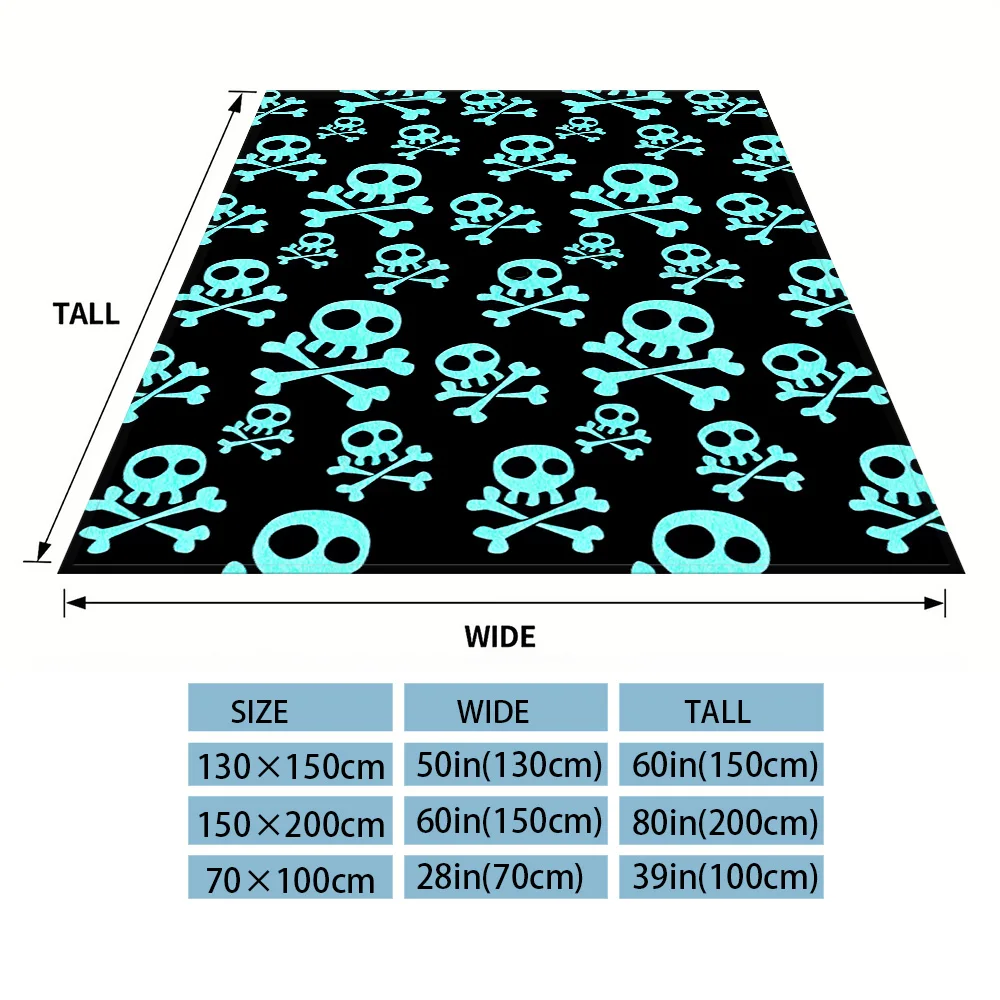 Skull -Bones Flannel Blankets Are Suitable For Sofas, Men's Room Decorations, Thick And Warm Gifts For Teenagers