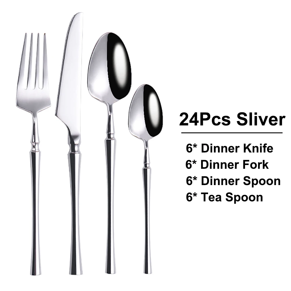 TD HOME 6/16/20/24/30 Stück Edelstahl 304 Geschirr Besteck Western Messer Gabel Löffel Set Spiegel Besteck Set Spülmaschine Sicherheit 9