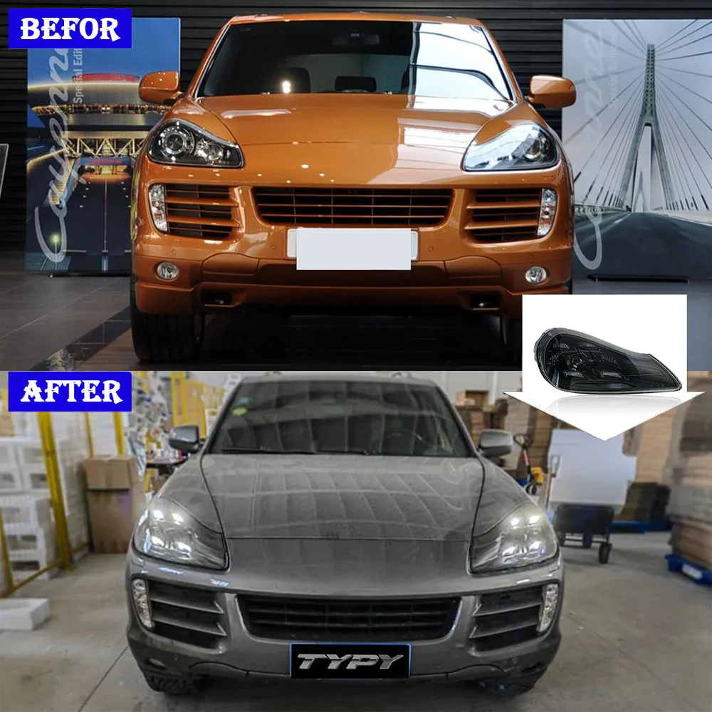 TYPY Car Light For Porsche Cayenne 957 Headlight 2007-2010 Full LED Laser Matrix Headlamps DRL Projector Lens