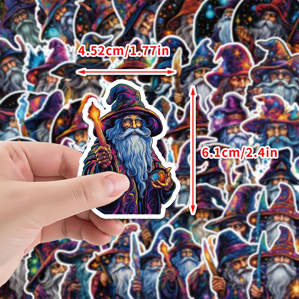 10/30/50pcs Nordic Style Magic Old Man Graffiti Stickers Goth Graffiti Skateboard Phone Laptop Waterproof Cool Sticker Packs