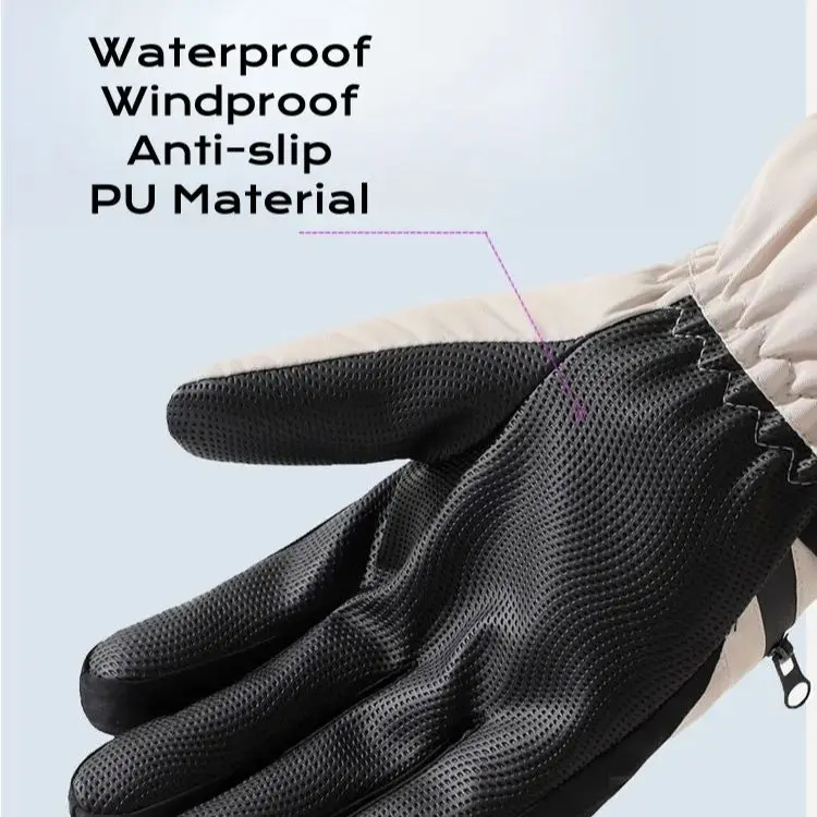 Ski Gloves Women Waterproof Padded Thickened Cotton Winter Touch Screen Warm Windproof Outdoor Riding Motorcycle Sports Men Soft