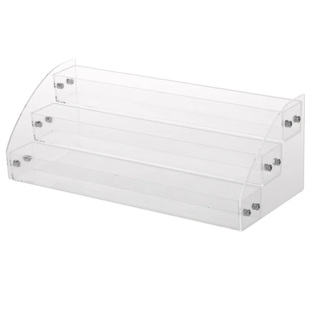 Clear Acrylic Acrylic Nail Polish Rack Sturdy and Stable Trapezoid Design Two Layer Perfume Organizer Acrylic Storage Rack