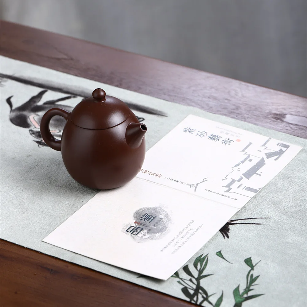 200cc Yixing Purple Clay Teapot Handmade Zhu Mud Dragon Egg Kettle Chinese Beauty Tea Infuser Raw Ore Zisha Tea Pot  Drinkware