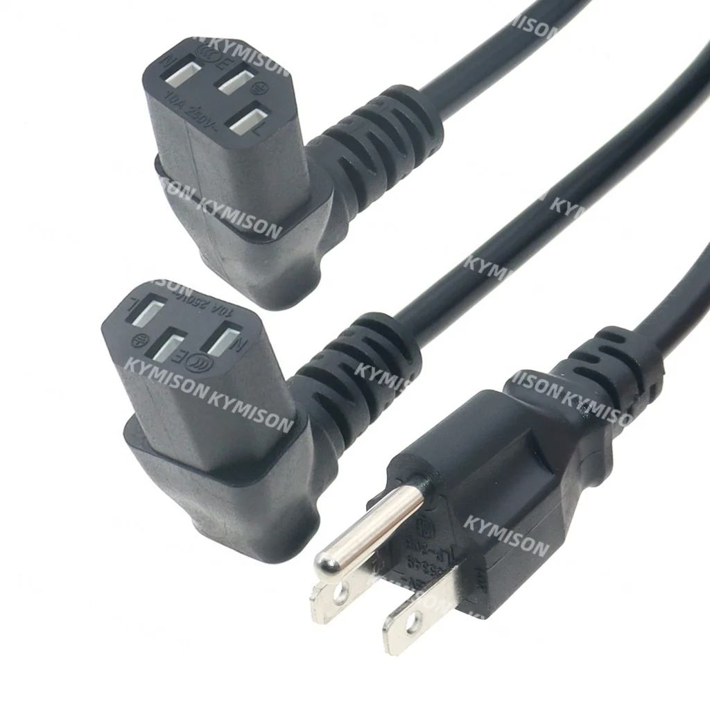 US Nema 5-15P Type-B Adapter Plug 10A to IEC C13 Female PDU 90 Degree Angle Down/Up Power Supply Cable For PC Compute