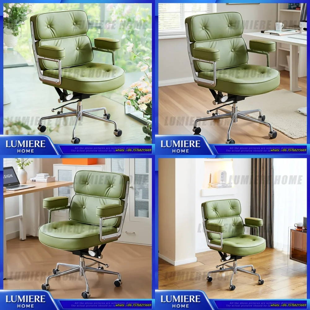 

Роскошное кожаное компьютерное кресло для дома и офиса, регулируемое по высоте, поворотное, эргономичное, для учебы, с удобной спинкой