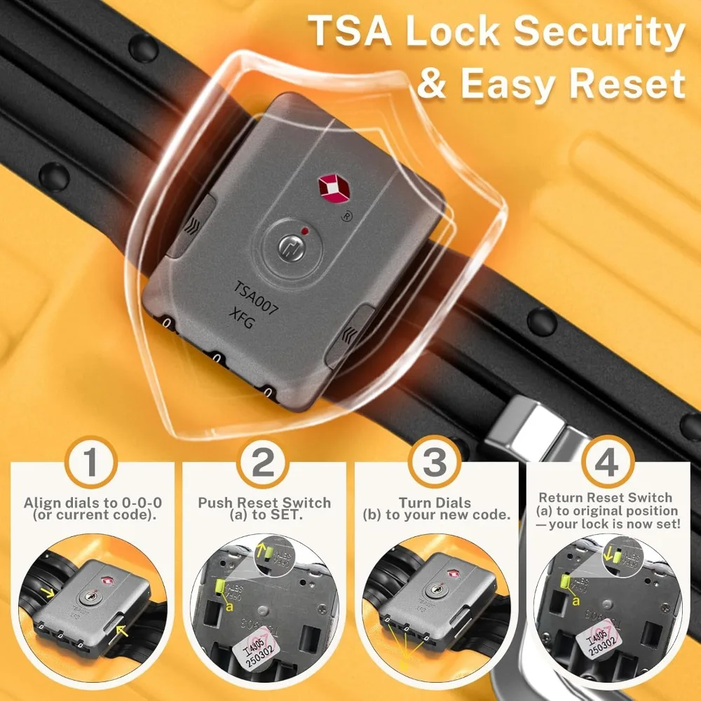 20 Inch Aluminum Frame Spinner Luggage with TSA Lock, Hardshell PC+ABS, No Zipper, Carry On Suitcase for Travel