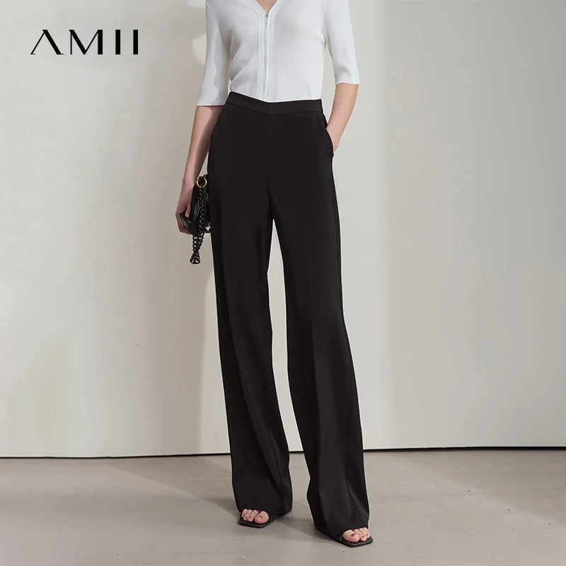 

AMII Casual Autumn Pants for Women Solid Office Lady Straight Pant Female 2025 New Loose Fashion Long Trousers Woman 12512017