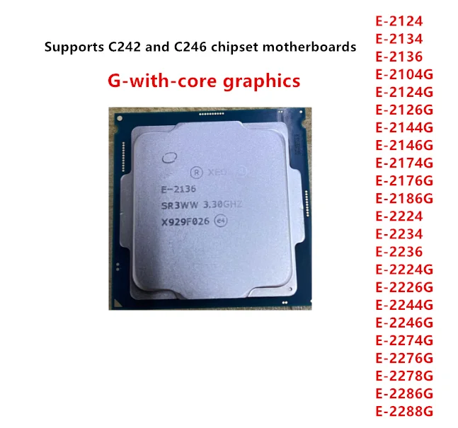 E-2124 2134 2136 2104G 2126G 2144G 2146 2174G 2176G 2186 2224 2234 2236 2224 2226G 2244G 2246 2274 2276G 2278 2286 2288G CPU