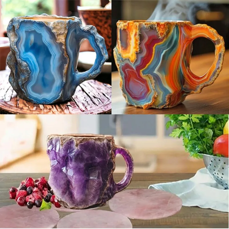 400ml Elegant Luxury Mineral Colored Crystal Mug Translucent Coffee Cup Home Office Elegant Crystal Water Cup Coffee mug