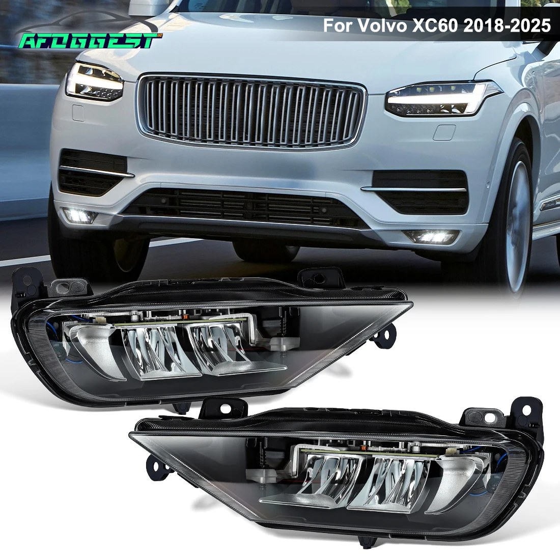 

Бескаркасная противотуманная фара для Volvo XC60 XC90 S90 V90 2018-2025, дневные ходовые огни, светодиодные передние противотуманные фары, 32337364, 32337365, 12В