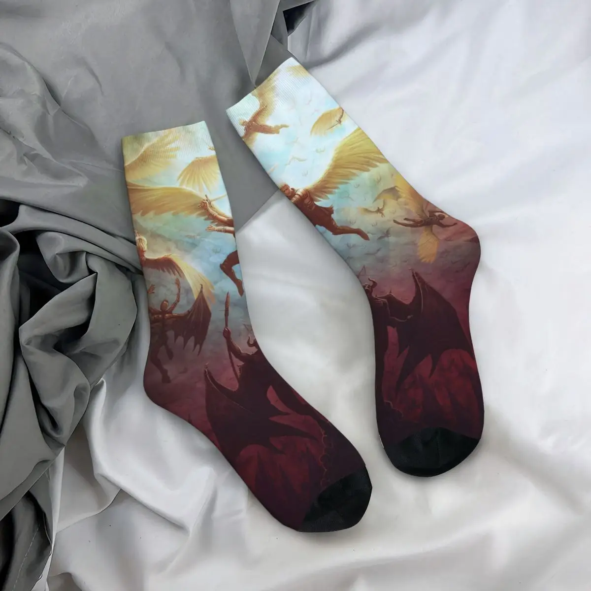 

All Seasons Crew Stockings Retro Angel Demon Socks Harajuku Long Socks Accessories for Men Women Gifts