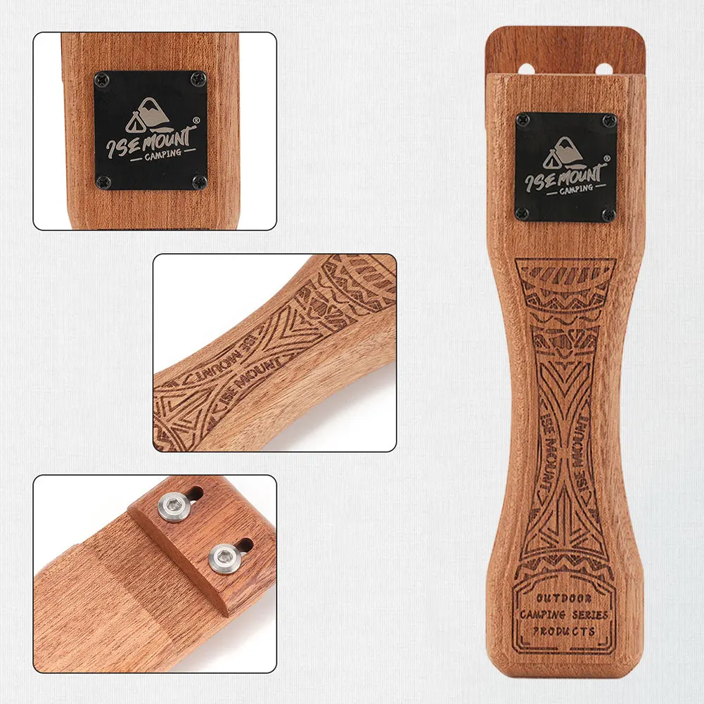 Sapele في الهواء الطلق مقبض مقلاة شواء مريح مقاومة للحرارة معزول قبضة المحمولة طبق شواء مقبض التخييم تجهيزات المطابخ الملحقات