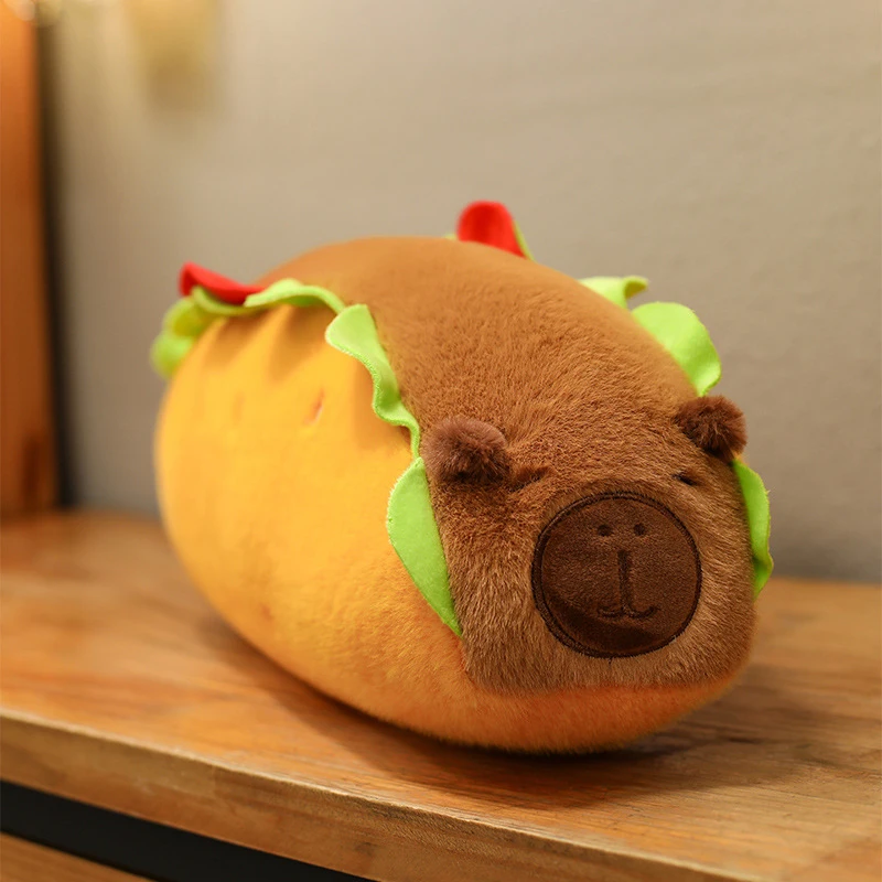 35/50cm adorável capivara plushie em design de cachorro-quente, travesseiro de almofada longa, brinquedo macio e decoração de casa, presente ideal para crianças