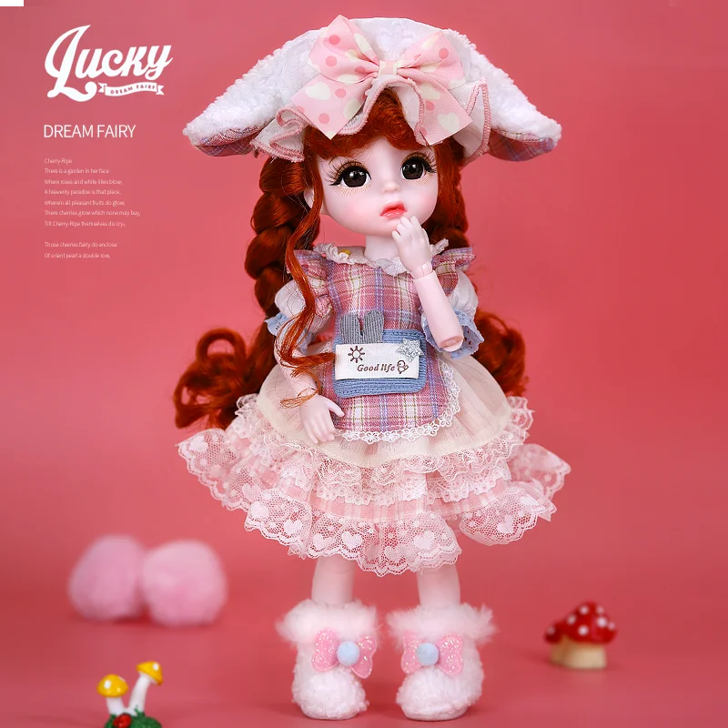 DBS Dream Fairy 1/6 BJD 28cm Lucky Angel Series 02 Mechanical Joint doll full set with clothes, shoes, headwear, girl DIY doll