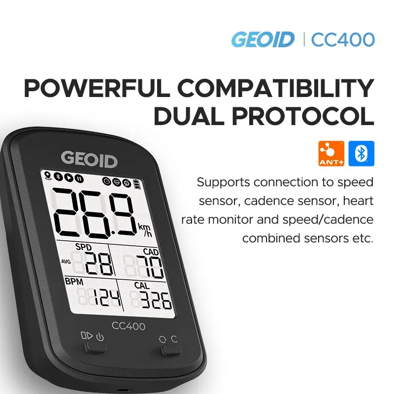 GEOID CC400 Smart GPS Bike Computer Wireless Cycling Speedometer Road Bike MTB IPX6 Waterproof Bluetooth ANT+ Bicycle Odometer