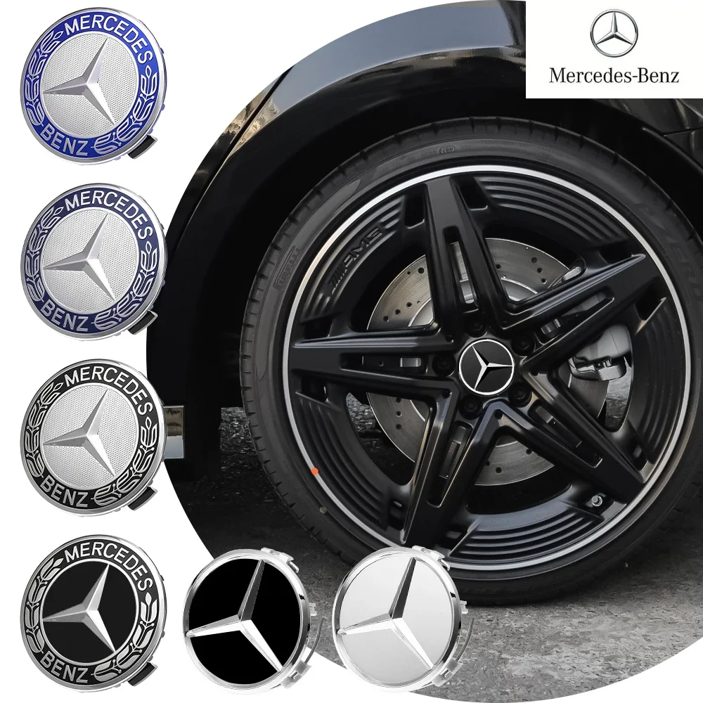 4 Pieces/Set 75mm For Mercedes Benz AMG W203 W206 W220 W205 W211 W212 Car Wheel Center Hub Caps Benz Emblem Tire Rim Covers