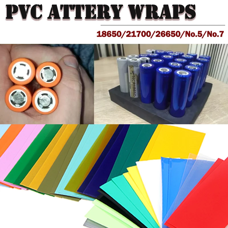

18650/21700/26650/No.5/No.7 Pre-Cut Battery Insulated Film Protective Case Shrinkable Wrap PVC Heat Shrink Tube