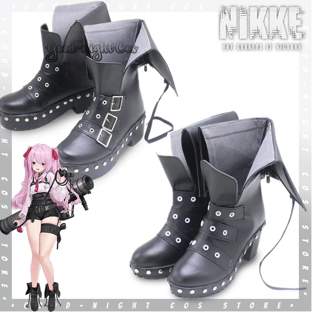 

Game NIKKE Yuni Cosplay Shoes black flats/ high heels 2style Boots Props Combat Shoes Halloween Women Yuni Role Play Custom Made