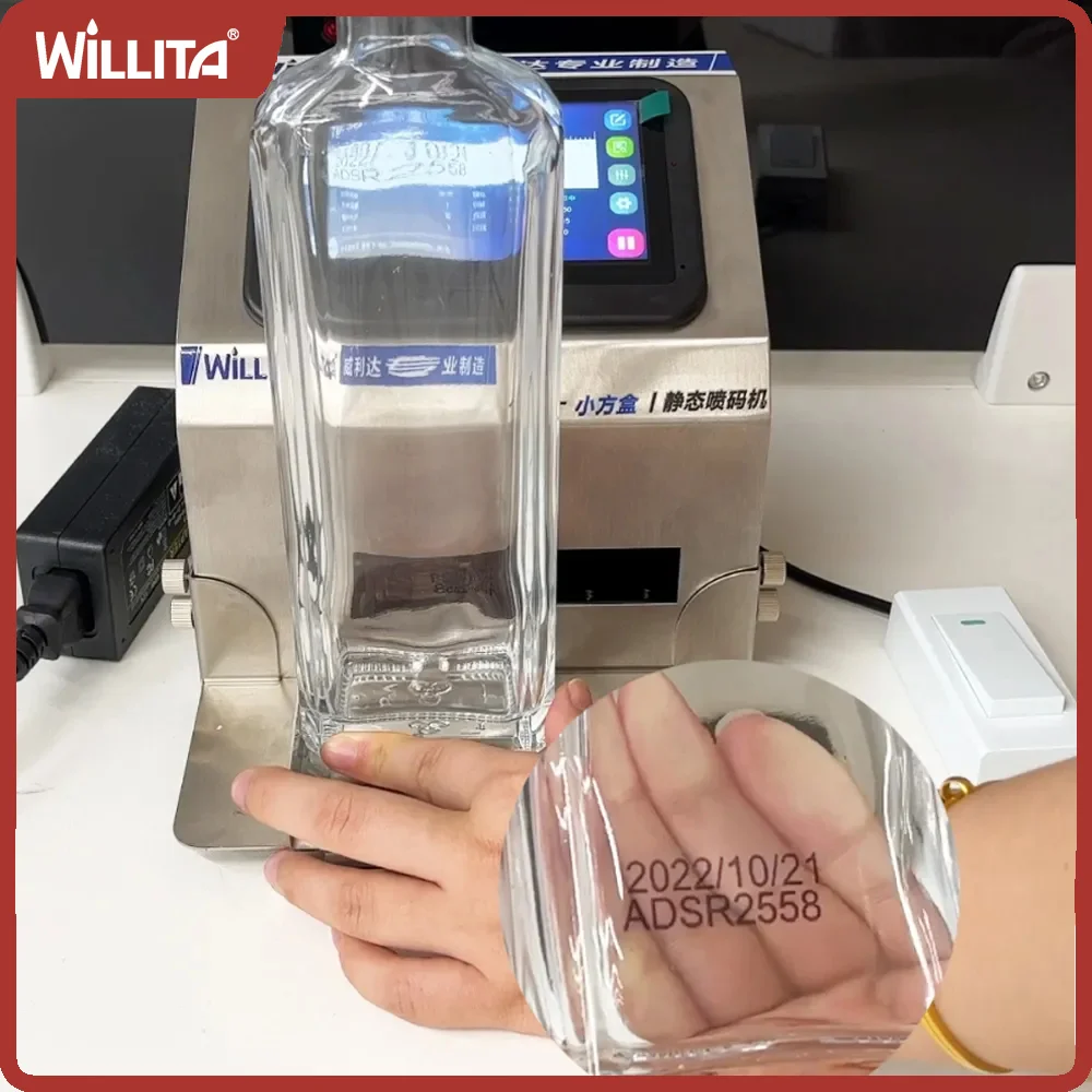 Настольный статический струйный принтер Willita 12,7/25,4 мм, настольный струйный принтер, QR-бар, код партии, дата, номер, логотип, дата, принтер