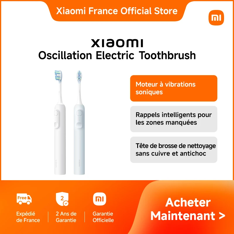 [Officiel] Xiaomi Oscillation Electric Toothbrush | Moteur à vibrations soniques, 180 jours d'autonomie de la batterie, Tête de brosse de nettoyage sans cuivre et antichoc