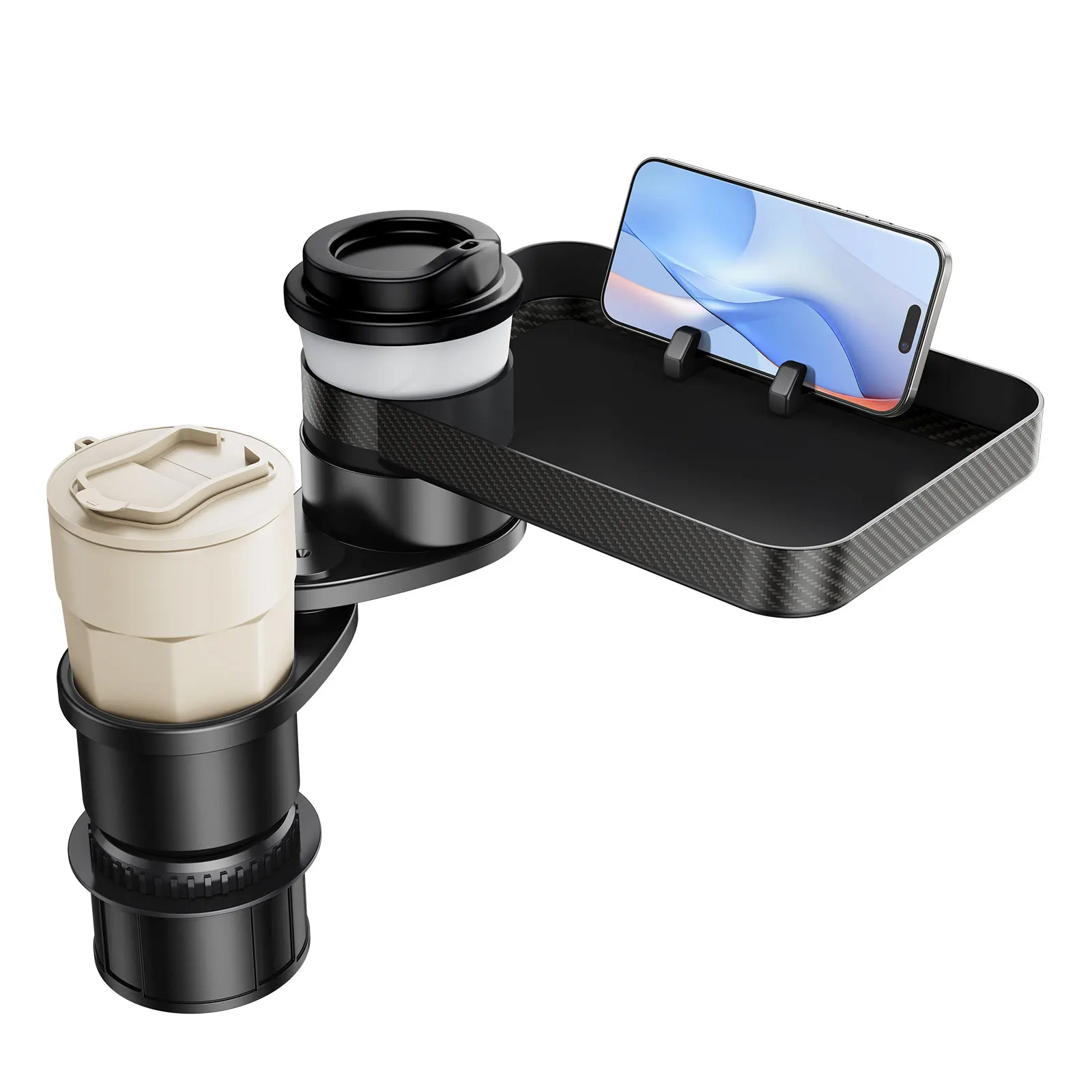 

Hipacool Car Cup Holder Expander Tray Detachable Rotatable Eating Table Food Tray Phone Holder Adjustable Base Car Accessories