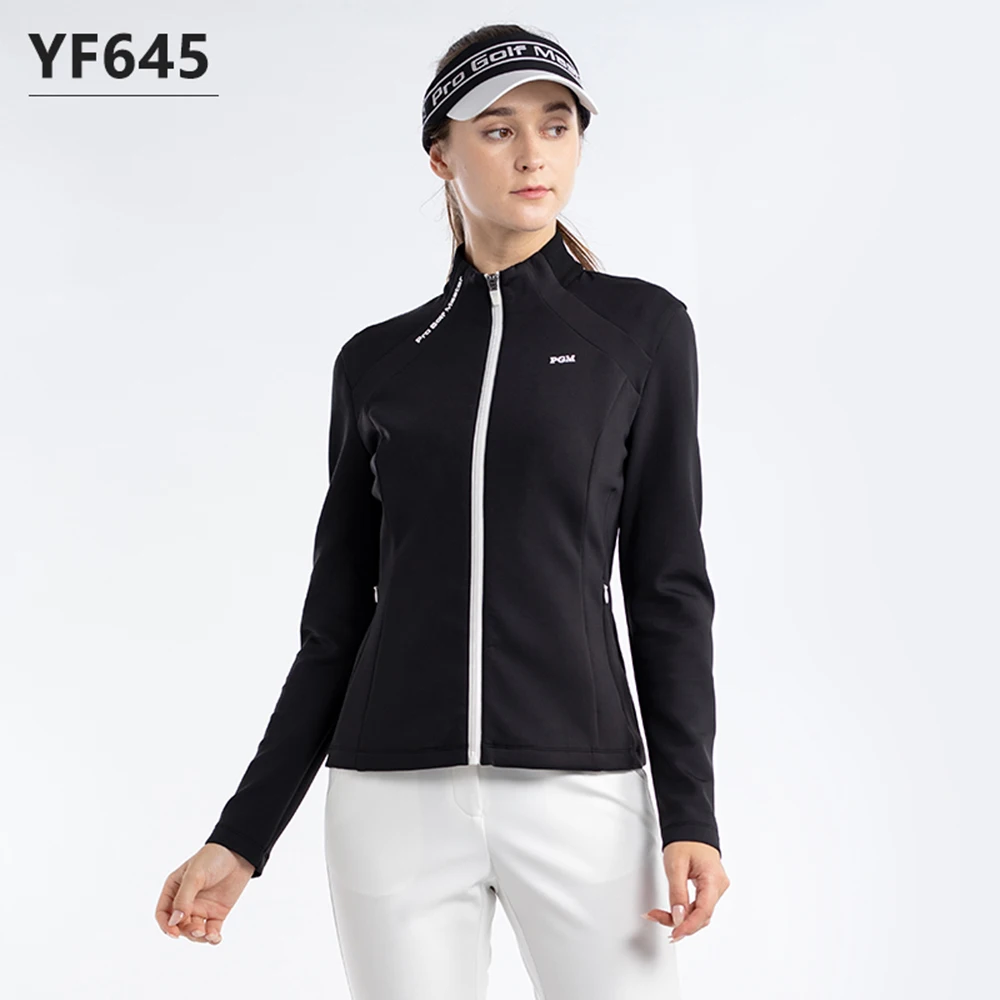 PGM Female Windproof Golf Jackets Ladies Waterproof Golf Outwear Full Zipper Windbreaker Long-sleeved Warm Coat Women Tops S-XL