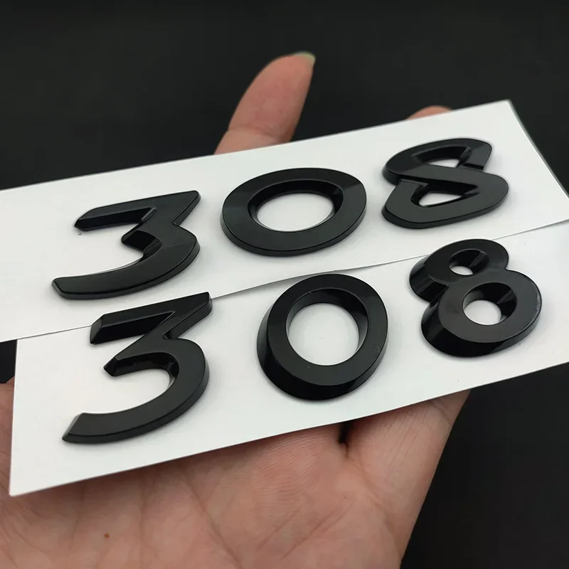 3D ABS Chrome Black Car Logo 308 Emblem Letters Sticker Car Trunk Badge For Peugeot 308 GT Line T9 T7 CC SW GTI Accessories