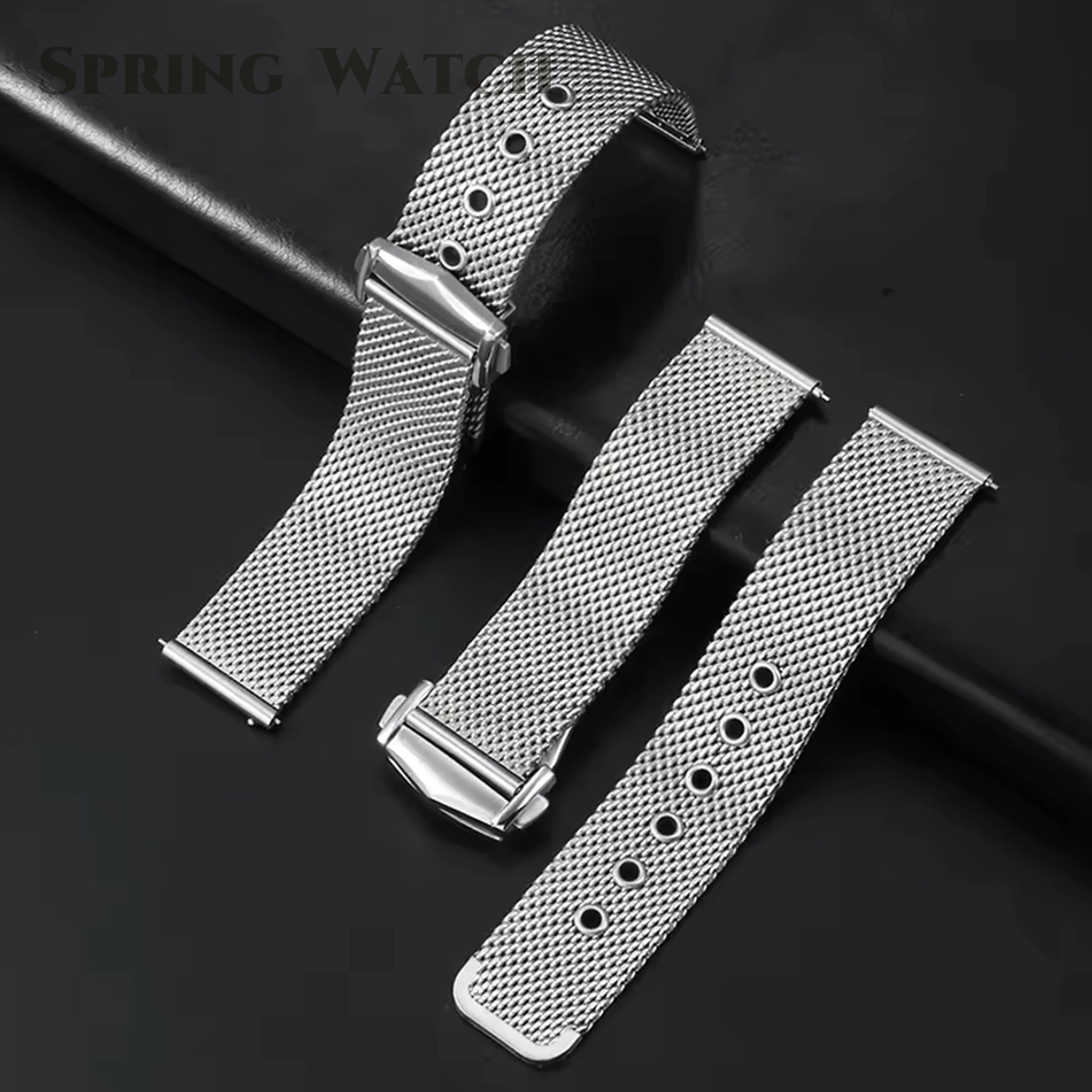 20mm Watch Strap Milan Watchband Stainless Steel Mesh Anti-Allergy for Seamaster300 Observatory Breitling IWC Replace Universal