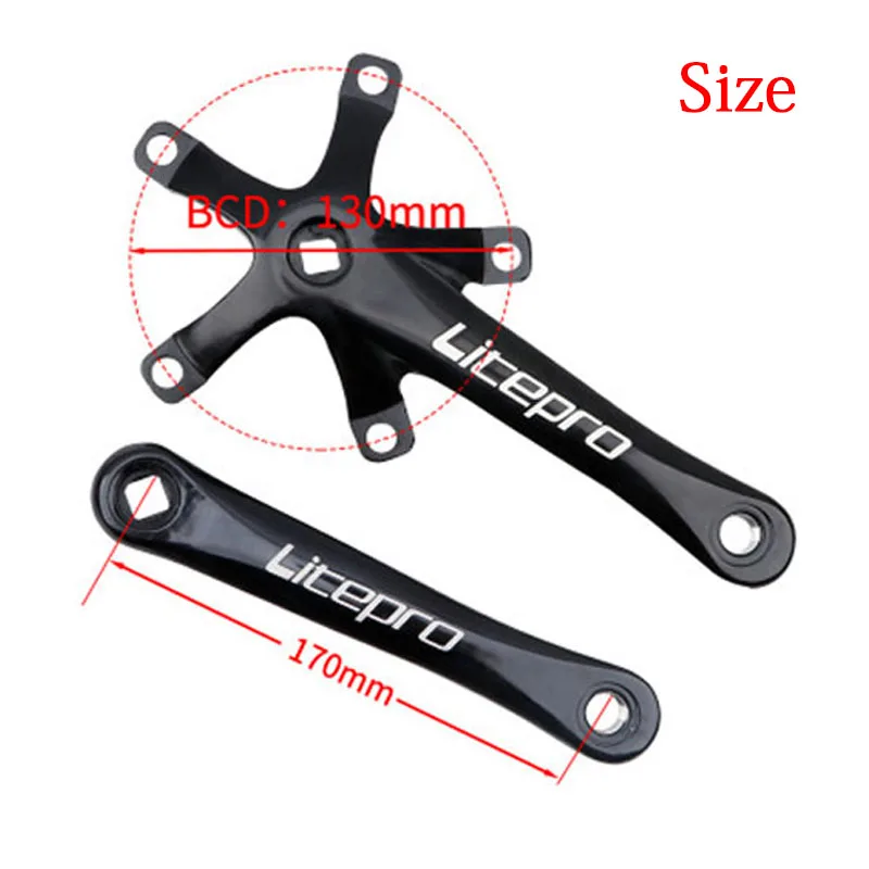 Litepro 130CBD MTB Bicycle Crank Folding Bikes Crank Aluminum Alloy 170mm Hollow Integrally Mountain Bikes Crankset Tooth Parts