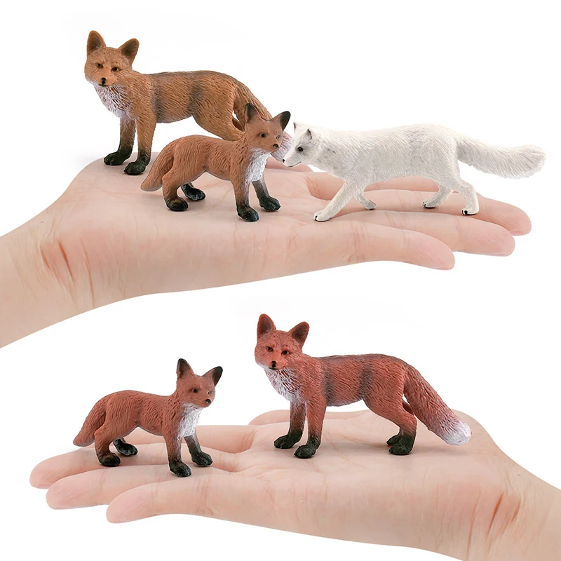 Simulation Forest Animal Fox Model Realistic Red Fox White Fox Decorative Desktop Static Decorative Ornaments Children Toys Gift