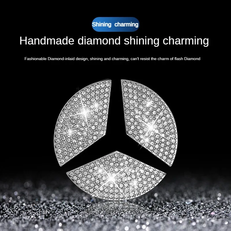 45/50mm Car Steering Wheel Emblem Crystal Diamond Sticker For Mercedes Benz A B C E Class GLA CLA GLC GLK GLE Series Accessories