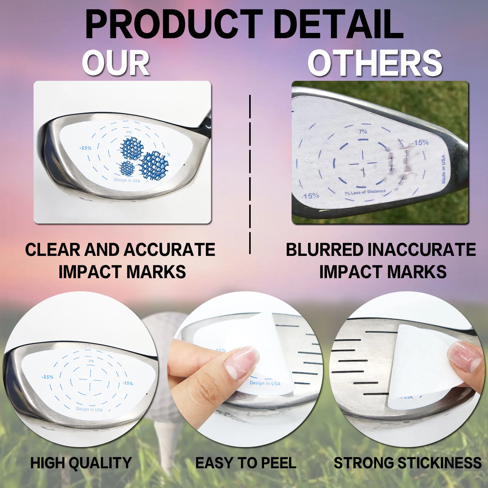 200 قطعة من شريط تأثير الجولف أدوات تدريب كبيرة الحجم لسائق المكاوي وودز - مسجل ضرب الكرة ملصقات نادي المدرب المتأرجح