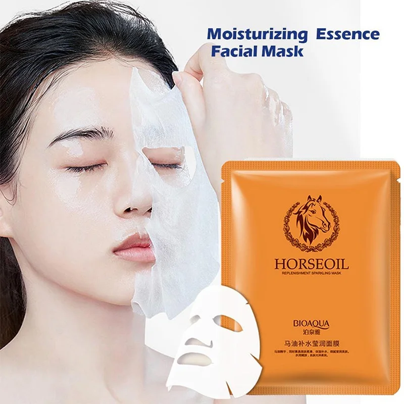 Bioaqua Horse Oil Essence Face Mask Hydrating Moisture Oil Control Facial Magic Mask Face Care