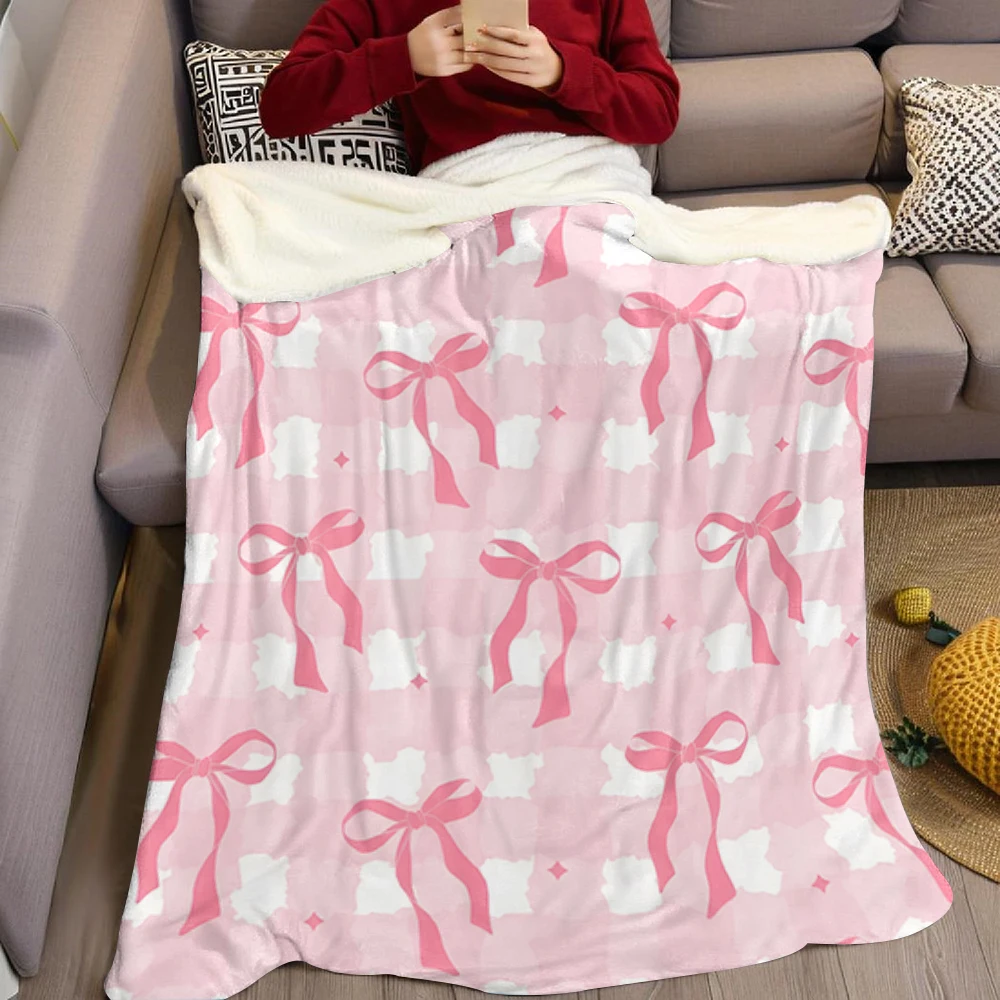 Pink Blue Gradient Stars Flannel Blanket Soft Cozy Throw Blanket for Bed Sofa Couch Fuzzy Plush Bed Cover