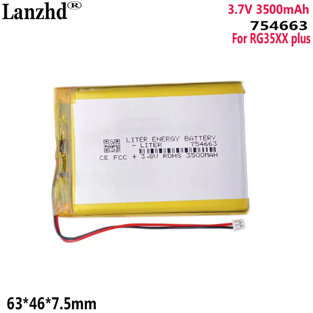Akumulator litowo-polimerowy 3,7 V do akumulatora do konsoli do gier Ambernik RG35XX plus 754663 3500mah