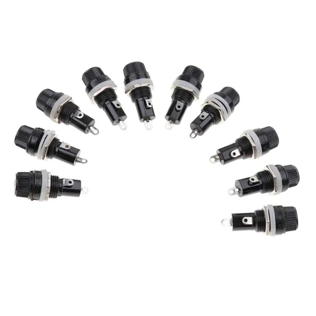 10 Pieces 125V/15A 250V/10A 12mm Thread Screw Cap Panel Mounted Fuse Holders