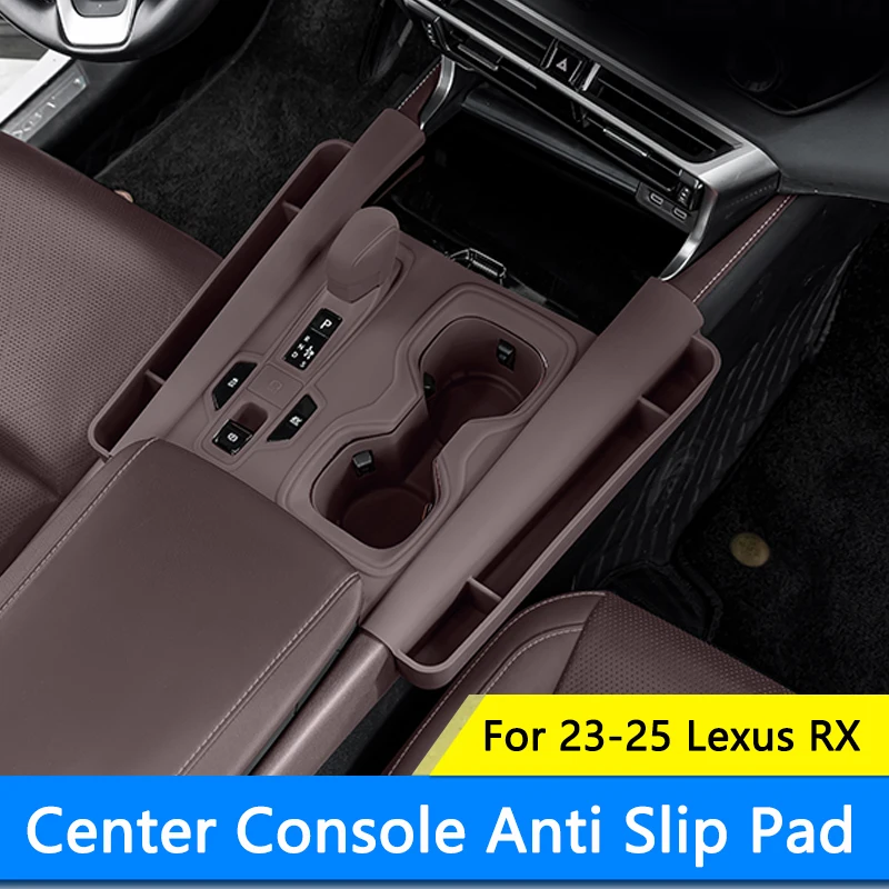 TAJIAN Car Gear Panel Pad with Storage Box Trim Central Console Silicone Water Cup Holder Gear Accessories For Lexus RX 23-25