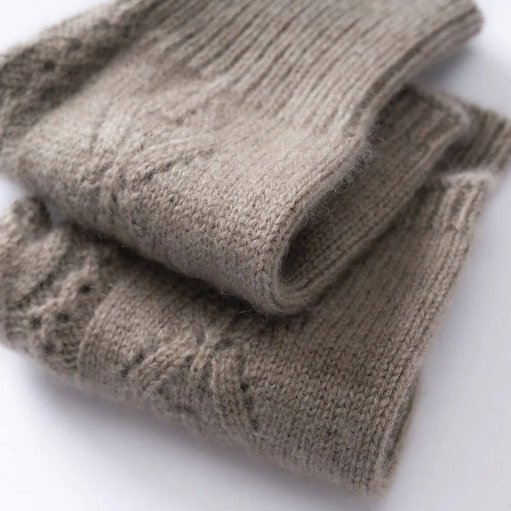Cable Knit Gloves Windproof Winter Gloves Fingerless Gloves Touchscreen For Office Work Outdoor Walking Shopping